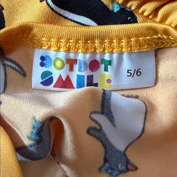 Yellow Penguin Print Kids Dress size 5/6 - Picture 2 of 4